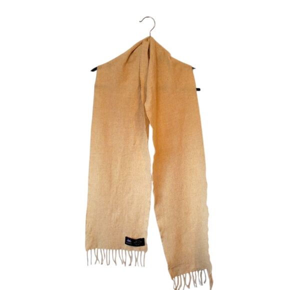 Moon Unisex Light Yellow 100% Lambswool Fringe Scarf - Picture 2 of 5